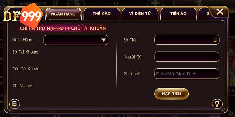 Giao dịch nạp tiền tại nhà cái hỗ trợ nhiều phương thức